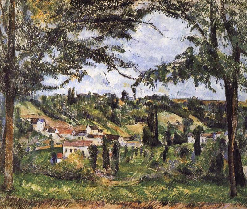 Paul Cezanne village scenery oil painting image
